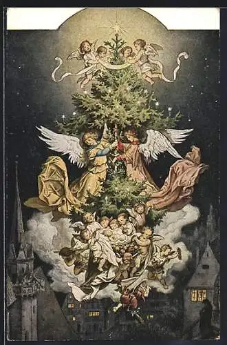 Künstler-AK Ludwig Richter: Die Christnacht