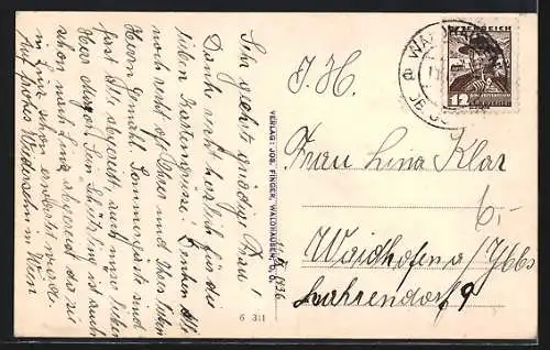 AK Waldhausen /O. Ö., Ortspartie mit Kirche