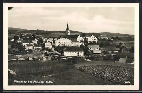 AK Windhaag bei Freistadt, Ortspartie mit Kirche