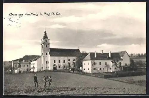 AK Windhaag, Ortsansicht mit Kirche