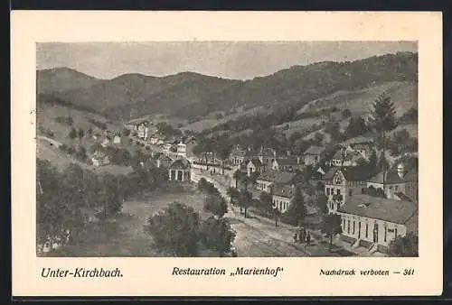 Künstler-AK Unter-Kirchbach, Restauration Marienhof, Ortsansicht