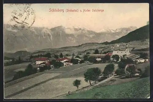 AK Schönberg, Gesamtansicht mit den Haller Salzbergen