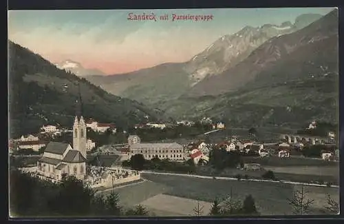 AK Landeck, Ortsansicht mit Parseiergruppe