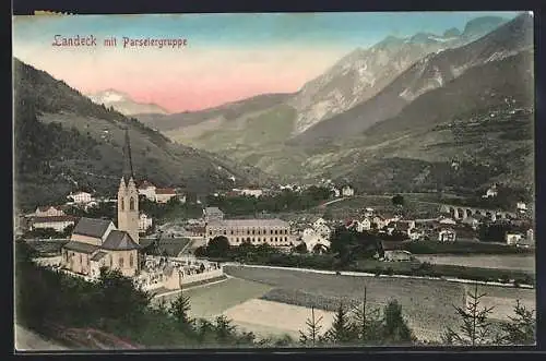 AK Landeck, Kirche mit Parseiergruppe