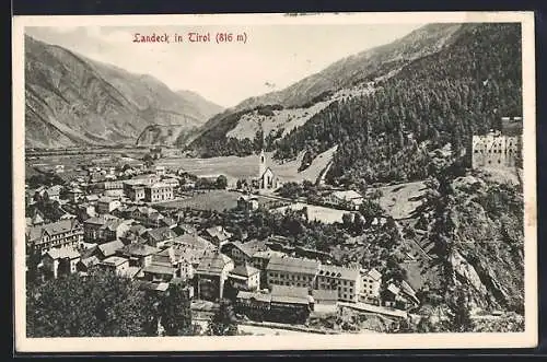 AK Landeck in Tirol, Teilansicht mit Kirche