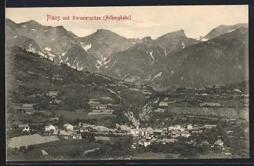 AK Pians, Parseierspitze an der Arlbergbahn