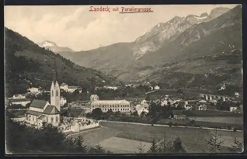AK Landeck, Ortsansicht mit Parseiergruppe