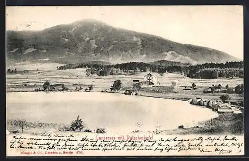 AK Lansersee, Häuser am Ufer und Patscherkofel