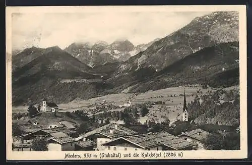 AK Mieders, Teilansicht und die Kalkkögel