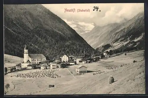 AK Neustift /Stubaital, Panorama mit Kirche