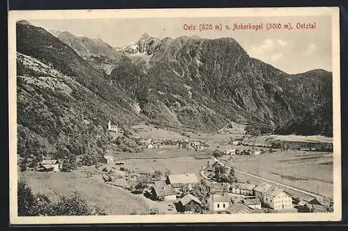 AK Oetz /Oetztal, Ortspartie mit Strassen und Acherkogel