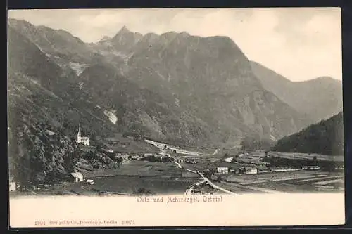 AK Oetz /Oetztal, Ortspartie mit Strassen und Acherkogel