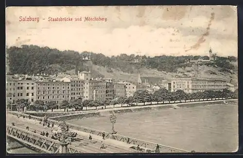 AK Salzburg, Staatsbrücke und Mönchsberg