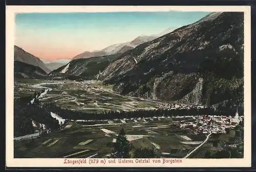 AK Längenfeld, Teilansicht und Unteres Oetztal vom Burgstein aus