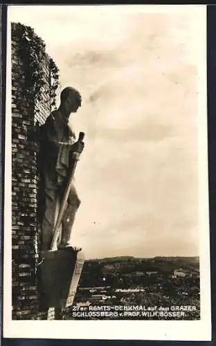 AK Graz, 27er Regiments-Denkmal auf dem Grazer Schlossberg
