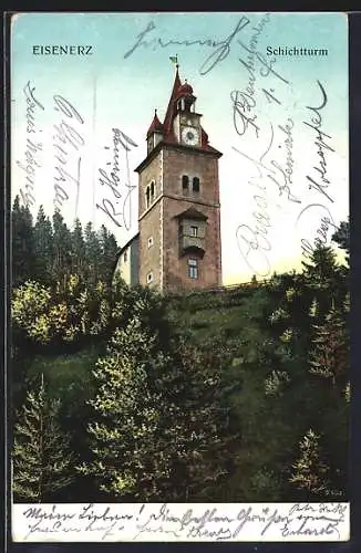 AK Eisenerz, Blick zum Schichtturm