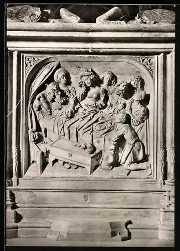 Foto-AK Walter Hege, Deutscher Kunstverlag, Berlin: Bamberg, Relief vom Kaisergrab im Dom