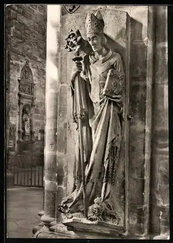 Foto-AK Walter Hege, Deutscher Kunstverlag, Berlin: Bamberg, Grabstein Bischof Friedrich im Dom