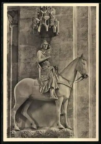 Foto-AK Walter Hege, Deutscher Kunstverlag, Berlin: Bamberg, Der Reiter, Dom