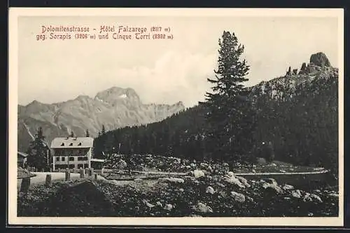 AK Falzarego Pass, Dolomitenstrasse, Hotel Falzarego