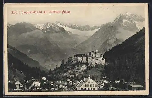 AK Sand in Taufers, Ortsansicht mit Zillertaler Ferner
