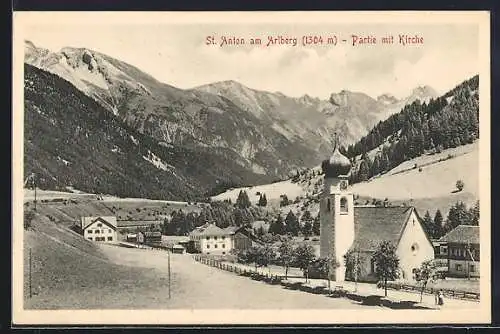AK St. Anton, Partie mit Kirche