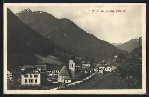 AK St. Anton, Totalansicht mit Kirche am Arlberg