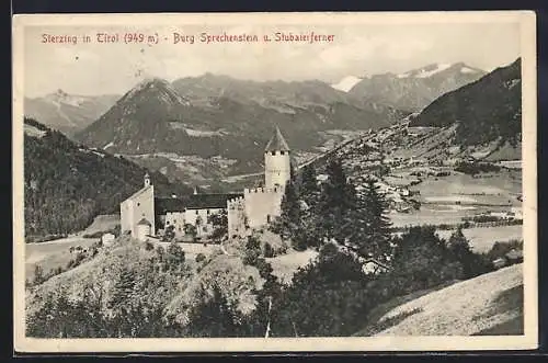 AK Sterzing in Tirol, Burg Sprechenstein und Stubaierferner