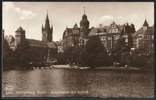 AK Königsberg, Schlossteich mit Schloss