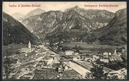 AK Pontebba-Pontafel, Confine, Reichsgrenze von oben gesehen