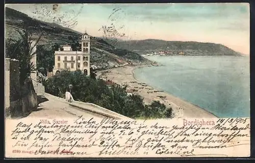 AK Bordighera, Villa Garnier mit Strandblick