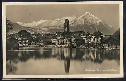 AK Interlaken, Ansicht mit Unterseen und Niesen