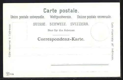 AK Grindelwald, Frau am Abhang vor Ortschaft, Blick zum Wetterhorn, um 1900