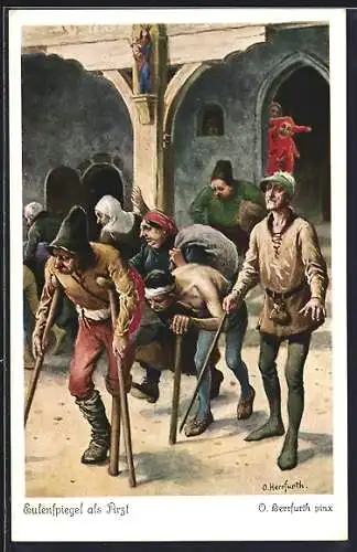 Künstler-AK Oskar Herrfurth: Til Eulenspiegel, Eulenspiegel als Arzt