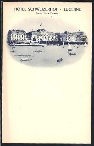 AK Lucerne, Uferpartie mit Blick auf das Hotel Schweizerhof