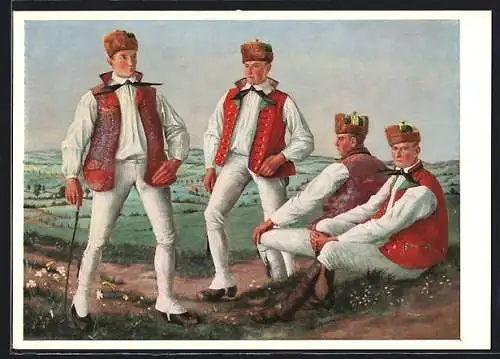 Künstler-AK K. Mons, Schwälmer, hessische Trachten