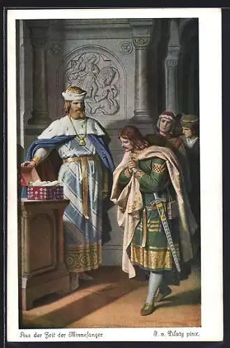 Künstler-AK sign. F. v. Piloty: Ritter erhält seinen Lohn