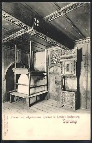 AK Sterzing, Zimmer mit altgotischem Schrank in Schloss Reifenstein