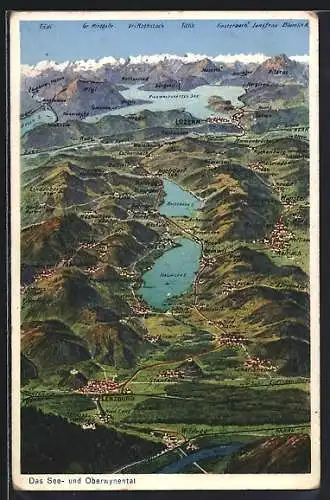 AK Meisterschwanden, See- & Oberwynental, Umgebungskarte