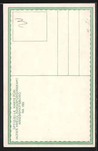 Künstler-AK H. Schubert: Rotes Kreuz Nr. 180, Soldatenbube mit Milchflasche im Bett