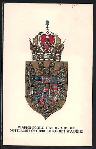 AK Nr.286: Wappenschild und Krone des mittleren österreichischen Wappens, Rotes Kreuz