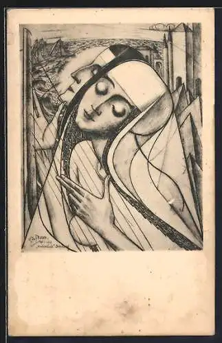 Künstler-AK Jan Toorop: Die Nonne und der Geistliche
