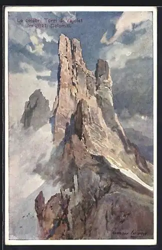 Künstler-AK Edward Harrison Compton: Vajolet-Türme in der Rosengartengruppe der Dolomiten
