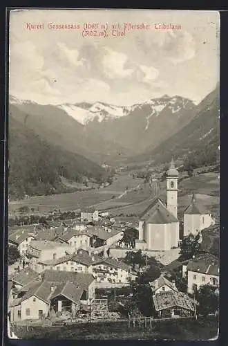 AK Gossensass, Teilansicht und Kirche mit Pflerscher Tribulaun