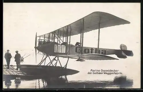 Foto-AK Sanke Nr. 903: Wasserflugzeug, Marine-Doppeldecker der Gothaer Waggonfabrik