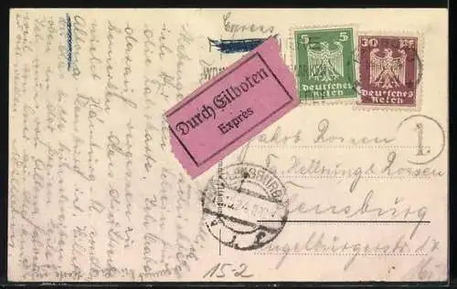 AK Hamburg, Luftschiff Zeppelin Z. R. III über der Stadt mit Strassenbahn