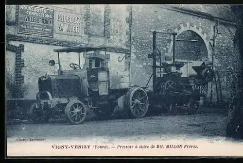 AK Vigny-Venizy, Pressoir à cidre de MM. Millon Frères, Lastkraftwagen