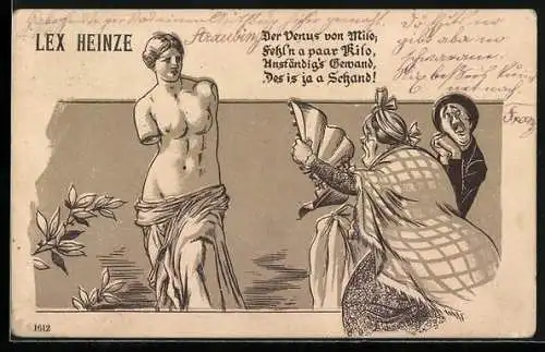 AK Lex Heinze, Frau will der Venus von Milo ein Korsett anlegen