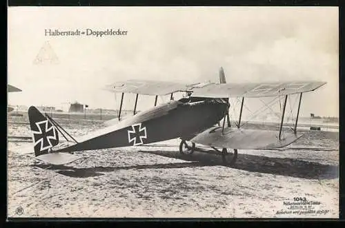 Foto-AK Sanke Nr. 1043: Flugzeug Halberstadt-Doppeldecker