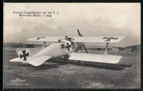 AK Sanke Nr. 440, Roland -Doppeldecker mit 160 PS-Mercedes-Motor in Start Position